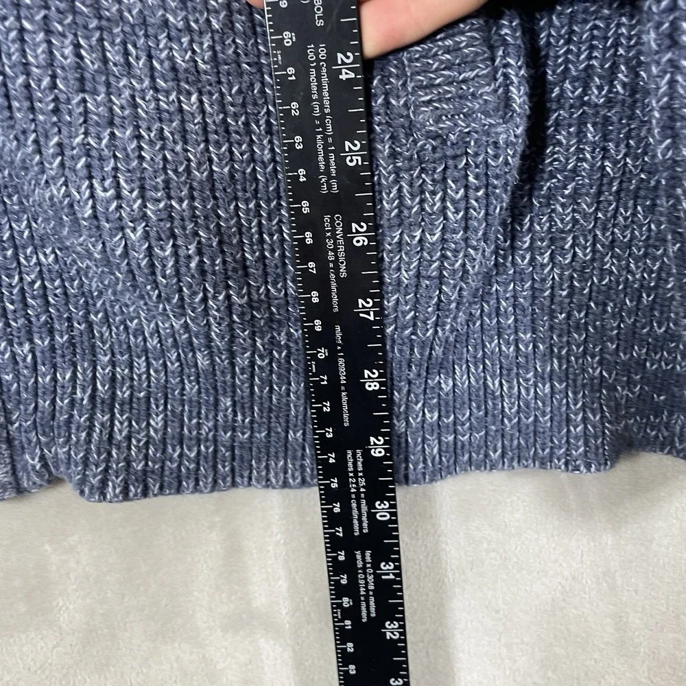LL Bean Mens XXL Blue Cotton Shaker Stitch Full Zip Mock Neck Cardigan 298244